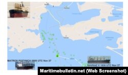 Морський портал Maritime News 28 листопада опублікував карту ймовірного зіткнення трьох суховантажів