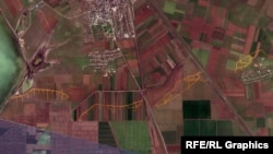 Супутниковий знімок: окопи біля села Філатовка Красноперекопського району Криму, 13 березня 2023 року