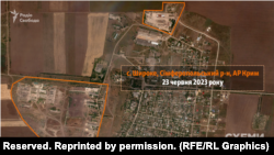 Супутниковий знімок Planet Labs за 23 червня 2023 року, на якому видно нову військову базу армії РФ в селі Широке біля Сімферополя в окупованому Криму