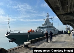 Малий ракетний корабель Чорноморського флоту Росії «Циклон» у порту Сухумі, 28 вересня 2023 року