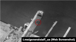 Супутниковий знімок атакованого порома в Керчі. Крим, 30 травня 2024 року