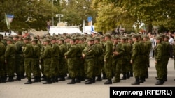 Мітинг, присвячений проводам російських військовослужбовців на війну. Севастополь, 27 вересня 2022 року