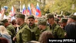 Мітинг, присвячений проводам російських військовослужбовців на війну проти України. Севастополь, 27 вересня 2022 року
