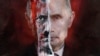 Плакат із зображенням президента Росії Володимира Путіна під час акції протесту біля посольства Росії у Латвії проти вторгнення Росії в Україну. Рига, 17 березня 2022 року